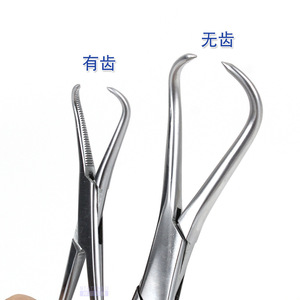 Pinzas de reducción ortopédicas con dientes puntiagudos y sin dientes para sujeción ósea en cirugía veterinaria canina - Product Image 1