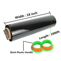 Film étirable noir en PE pour l'emballage, film étirable en plastique pour palettes, film étirable noir en LLDPE