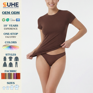 Camiseta de Cuello Redondo sin Costuras para Mujer SUHE, Ajustada, Elástica, que Modela el Cuerpo, Básica, Ligera, Suave al Tacto, Esencial para el Día a Día - Product Image 2