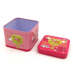 Small square gift tin cube box for children