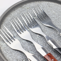 Ensemble de couteau et fourchette à steak de style Laguiole avec manche en bois, acier inoxydable, bois noir, 2 pièces, vente en gros pour hôtels et restaurants