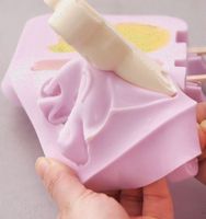 Nouveau Moule à Glace en Silicone avec Couvercle, Moule à Sucettes Glacées de Dessins Animés DIY pour Enfants, Moule à Glace en Silicone Fait Maison