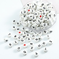 Perles en céramique faites à la main de 10 mm, breloques alphabet, perles lâches pour la pâtisserie, bijoux, bricolage pour enfants, bracelet, collier, artisanat, vente en gros