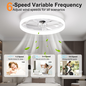 Ultra-Thin WHITE <b>Ceiling</b> Fan <b>Light</b> with <b>Remote</b> & App <b>Control</b> – 23.6'' Modern Flush Mount Fan Lamp, 6 Fan Speeds for bedroom - Product Image 3