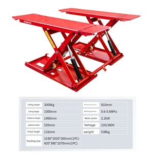 Pont élévateur hydraulique à ciseaux à hauteur moyenne 3000 kg - Élévateur <span class=keywords><strong>automobile</strong></span> 1 m pour ateliers et garages - Product Image 2
