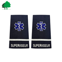 Épaulettes brodées personnalisées avec logo OEM, en tissu écologique, à coudre |   Écussons en sergé de polyester pour le personnel hôtelier