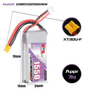Batería LiPo GAONENG GNB 1550MAH 7.6V HV 2S 60C 120C HV XT30, Paquete Flexible de Largo Alcance para FPV Freestyle, LiHV de Alto Voltaje - Product Image 3