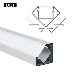 Profilo canali Led in alluminio a forma di V da 18.5*18.5MM sistema di canali a strisce LED ad angolo a 90 gradi con copertura per PC, clip di montaggio