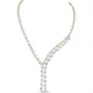 สร้อยคอเพชรทรงลูกแพร์แบบ Lariat - ทอง 9k, 14k, 18k - Product Image 4