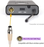 Mikrofon Kondensor Mini XLR 4-Pin Berkabel Warna Beige dengan Earhook Tunggal untuk Transmitter Bodypack Shure Wireless TA4F