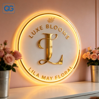 Enseigne en acrylique rétroéclairée 3D personnalisée, enseigne ronde avec logo LED, panneau mural intérieur, enseignes électroniques pour salon de coiffure, salon de manucure, institut de beauté