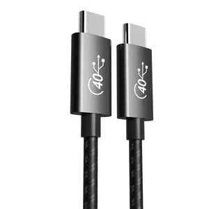 工厂USB-如果USB4 Kabel Cabo USB Tipo C电缆Thunderbolt3 100 W 5A兼容DP1.4/PCle USB 4.0 ISO认证