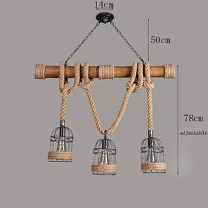 Landelijk Retro B&B Kunstwerk Henneptouw Vogelhuisje Multi-Head kroonluchter Industriële stijl Bar Receptie Restaurant Lampen - Product Image 6