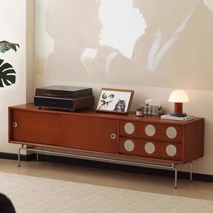 Mueble para TV de madera maciza, 150x40x63 Cm, muebles de almacenamiento minimalistas nórdicos para sala de estar, diseño Retro con soporte para el suelo - Product Image 1