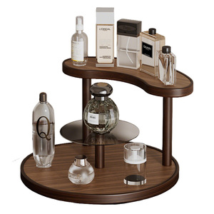 Multi Layer Cosmetic Storage Rack Wooden Desktop Organizer For Skincare Perfume Makeup Products 2 Tier <b>Rotating</b> <b>Display</b> <b>Stand</b> - Product Image 5