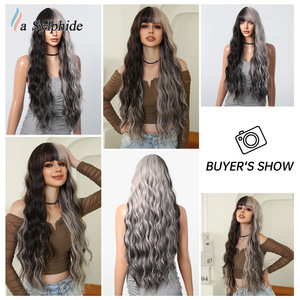 La Sylphide Long <b>Curly</b> <b>Wig</b> With Bangs Full Head Fiber Cosplay Halloween Gift - Product Image 3