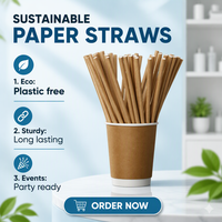 Pailles en papier compostables pour boba, à coupe biseautée, en papier épais, vente en gros