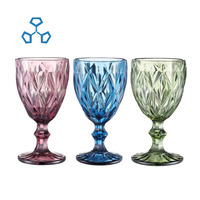 Vente en gros Fête de mariage Vintage Champagne Bleu Ambre Eau Vin Tasses Verrerie colorée Gobelets