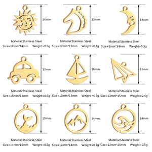 Dijes <span class=keywords><strong>de</strong></span> Acero Inoxidable con Forma <span class=keywords><strong>de</strong></span> Cola <span class=keywords><strong>de</strong></span> Pez, Velero, Sol, Luna, Cara, <span class=keywords><strong>Montaña</strong></span> y Mar para Collares, Pendientes, Pulseras y Suministros <span class=keywords><strong>de</strong></span> Joyería - Product Image 3