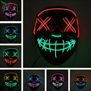 หน้ากากนีออน PVC สำหรับเทศกาลคริสต์มาสและฮาโลวีนพร้อมไฟ LED สายเอลอุปกรณ์คอสเพลย์สยองขวัญสยองขวัญ DJ purge' สำหรับปาร์ตี้ - Product Image 4