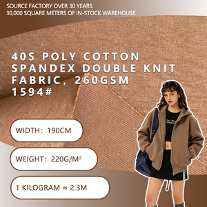 Tissu double maille en polyester, coton et élasthanne 40S, largeur 190 cm, 260 g/m², extensible dans quatre sens, pour sweats à capuche, sweat-shirts et vêtements décontractés - Product Image 1