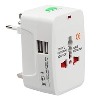Adaptador de Viaje Universal Multiconversión con Doble USB, Cargador de Pared Universal Portátil para UE, Reino Unido, Australia y EE. UU.