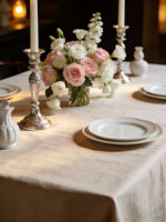 Nappe en coton lavable de couleur unie, réutilisable et infroissable, idéale pour les mariages, banquets, hôtels et événements.