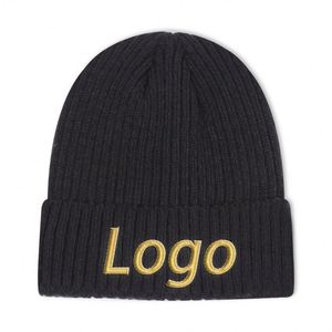 Vente en gros de bonnets en tricot personnalisés avec logo brodé, unisexes, mode, chauds, pour hommes et femmes, bonnets chauds d'hiver - Product Image 1