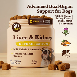 Integratore per Fegato e Reni per <span class=keywords><strong>Cani</strong></span>, Masticabili Morbidi con Cardo Mariano, Mirtillo Rosso, Radice di Tarassaco, Curcuma e Astragalo - Product Image 2