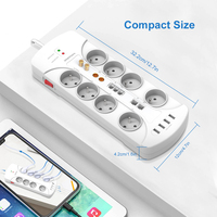 Vastfafa Best-seller, multiprise avec protection contre les surtensions, 16A, 8 prises, 4 ports USB, prise européenne, multifonction