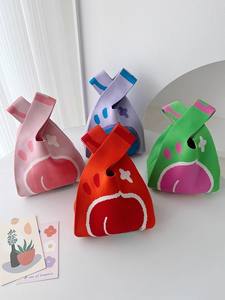 Bolsos de compras informales tejidos Bolsos de hombro de punto de manzana Bolsos de punto en stock - Product Image 6