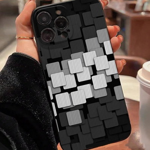 <span class=keywords><strong>Funda</strong></span> Protectora para Teléfono Móvil con Diseño Cuadrado Blanco y Negro, Impresión Creativa, Borde Recto, para <span class=keywords><strong>iPhone</strong></span> X, Xr, Xs, <span class=keywords><strong>11</strong></span>, 12, 13, 14, 15, 16, 17 Pro Max - Product Image 5