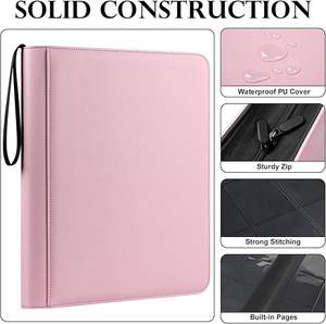 Classeur de cartes à collectionner populaire grande capacité à 9 pochettes en cuir PU premium avec fermeture éclair sécurisée pour collection - Product Image 1