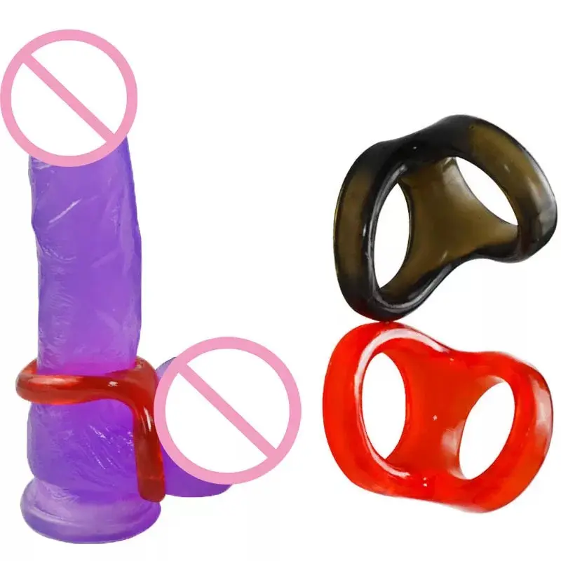 Anel de pênis para atraso na ejaculação, maca extensora de ereção masculina, brinquedo BDSM, anel duplo para pênis, brinquedo sexual erótico para homens