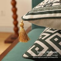 Housse de coussin carrée en lin de style français, motif floral jaune et blanc, oiseaux, pompon, décoration bohème, 18 pouces