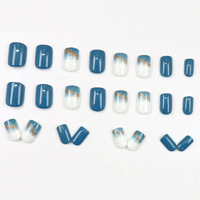 Faux ongles carrés courts blanc laiteux à presser, fabriqués à la machine en ABS, 24 pièces, avec feuille d'or brillante, style coréen