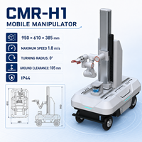 Robot mobile à rayon de braquage nul de 120 kg, LiDAR 16 lignes ±8 cm, bras composite 6 degrés de liberté, châssis AGV personnalisable