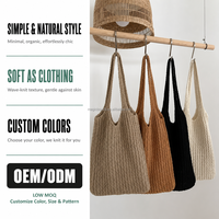 Sac fourre-tout marron en tricot ondulé, texture côtelée douce, sac à bandoulière, sac à main minimaliste, pour le shopping, la plage, les voyages, logo personnalisé, vente en gros, OEM