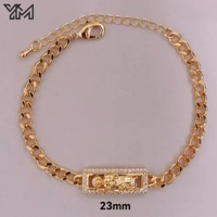 Pulsera de latón con dijes de San Judas Tadeo, cadena Figaro, joyería religiosa de diseño, oro laminado de 14K, 3 tonos, alta calidad YM