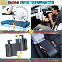 Support d'ordinateur portable pour volant de voiture à angle réglable, 360° °   Plateau de rangement rotatif pour voiture avec crochets et organiseur de rangement double face pour l'espace entre les sièges