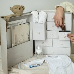 Scatola Regalo per Neonati in Tessuto con Doppia Apertura, Cassetto Portaoggetti per Gioielli, Calendario dell'Avvento per <span class=keywords><strong>Ricordi</strong></span>, Scatola Ricordo per Bambini - Product Image 1