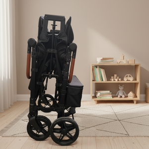 Hoge Kwaliteit Dubbele Steel Stalen Frame Kinderwagen Opvouwbaar Grote Ruimte Vier Zits Ademende Baby Wagon - Product Image 6