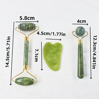 Rouleau de jade vert et ensemble de gua sha pour le visage, massage facial anti-âge naturel Xiuyan