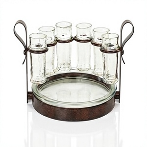 Support en métal rond de qualité supérieure avec support à boissons de style rustique pour rangement de salon - Product Image 4