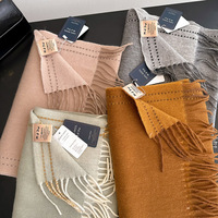 Châle long unisexe en 100% laine épaisse, imprimé numérique, double face, patchwork géométrique, à franges, collection automne-hiver