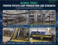 Aardappelchipsmachine 500kg/uur Automatische productielijn voor aardappelchips voor industriële snackfabrieken