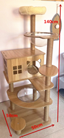Arbre à chat en bois de luxe, écologique et sûr, multi-niveaux, avec capsule transparente, tour pour chat, maisonnette pour chaton en bois et griffoir en sisal