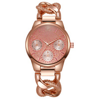 Jam tangan mewah untuk wanita, jam tangan mewah untuk wanita hiasan berlian Inlay Dial tiga mata, jam tangan kuarsa lintas batas pembelian besar