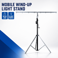 Support d'éclairage de scène portable 4,5 m avec treuil à manivelle, trépied et barre en T pour DJ, capacité de charge 60 kg pour événements et concerts