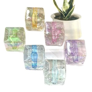 Acrylic Square <b>Beads</b> Mixed Colors 10Pcs For Bracelet Making DIY Jewelry Accessories - Product Image 1